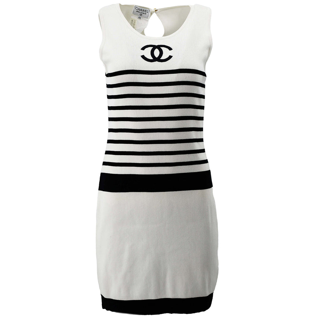 Chanel Stripe Dress Black White #40