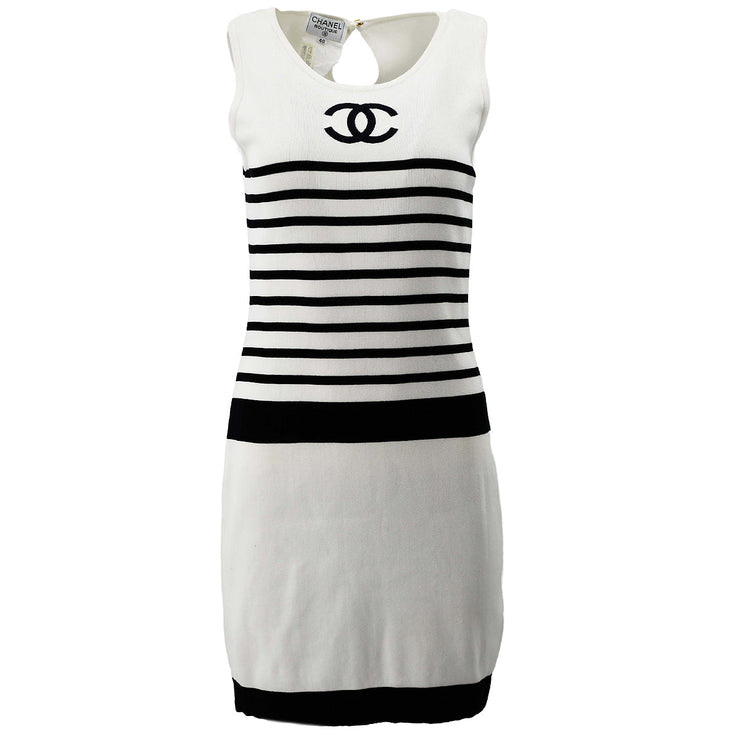 Chanel Stripe Dress Black White #40 – AMORE Vintage Tokyo