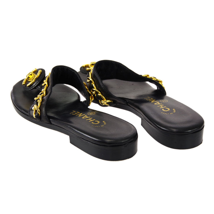 Chanel * Black Lambskin Turnlock Shoes Sandals #39 – AMORE Vintage