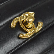 Chanel 1994-1996 Black Lambskin Straight Flap Bijou Chain Shoulder Bag
