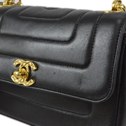 Chanel 1994-1996 Black Lambskin Straight Flap Bijou Chain Shoulder Bag