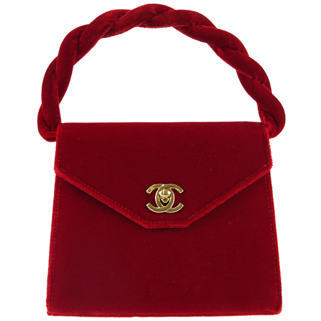 Chanel * 1996-1997 Red Velvet Braided Handbag