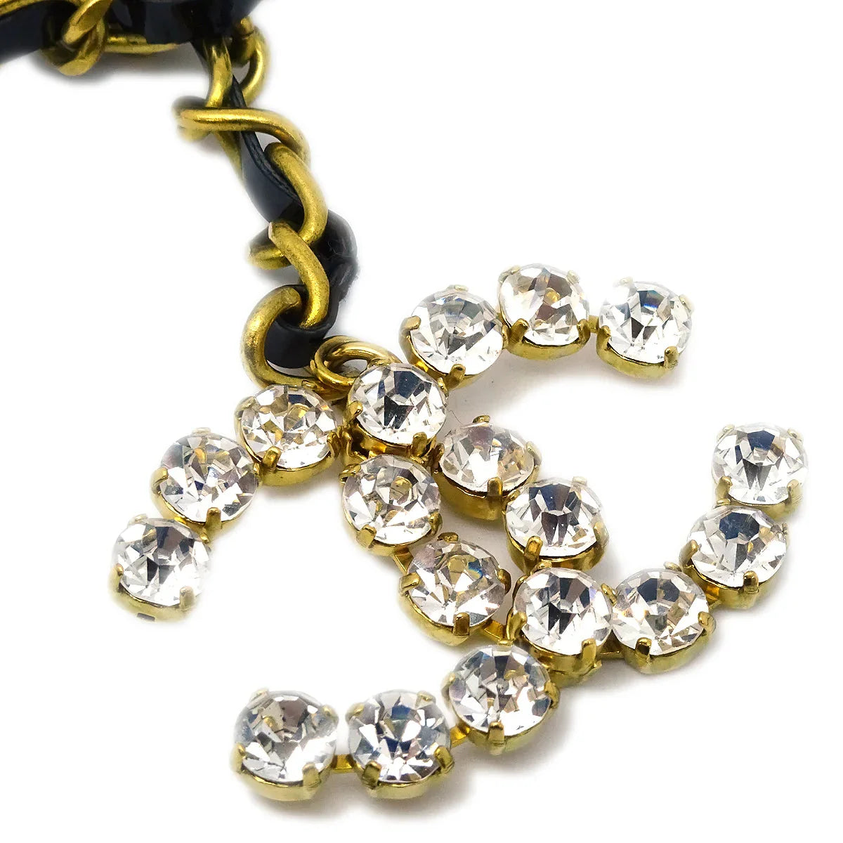Chanel 1995 Spring Rhinestones CC Gold & Black Chain Belt
