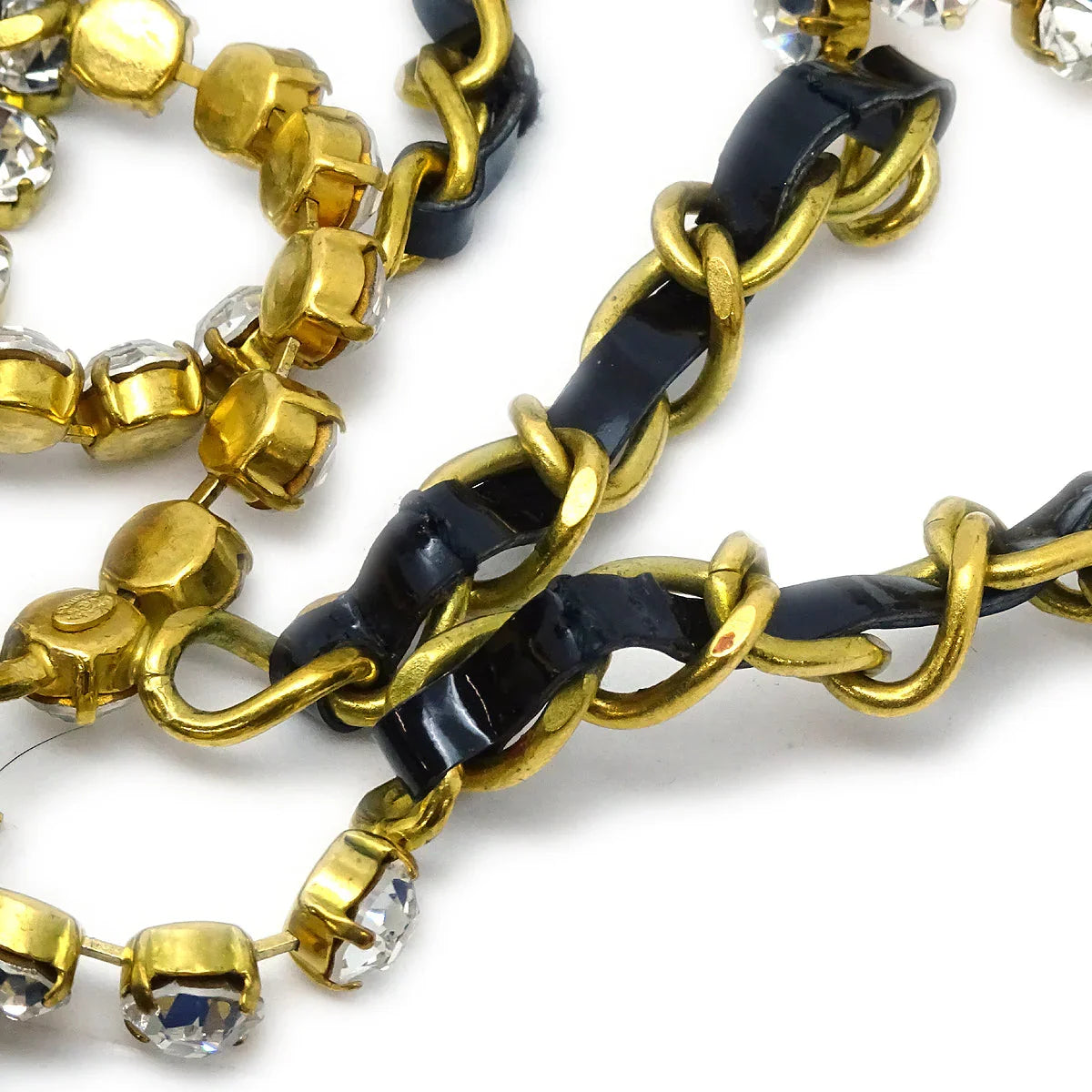 Chanel 1995 Spring Rhinestones CC Gold & Black Chain Belt