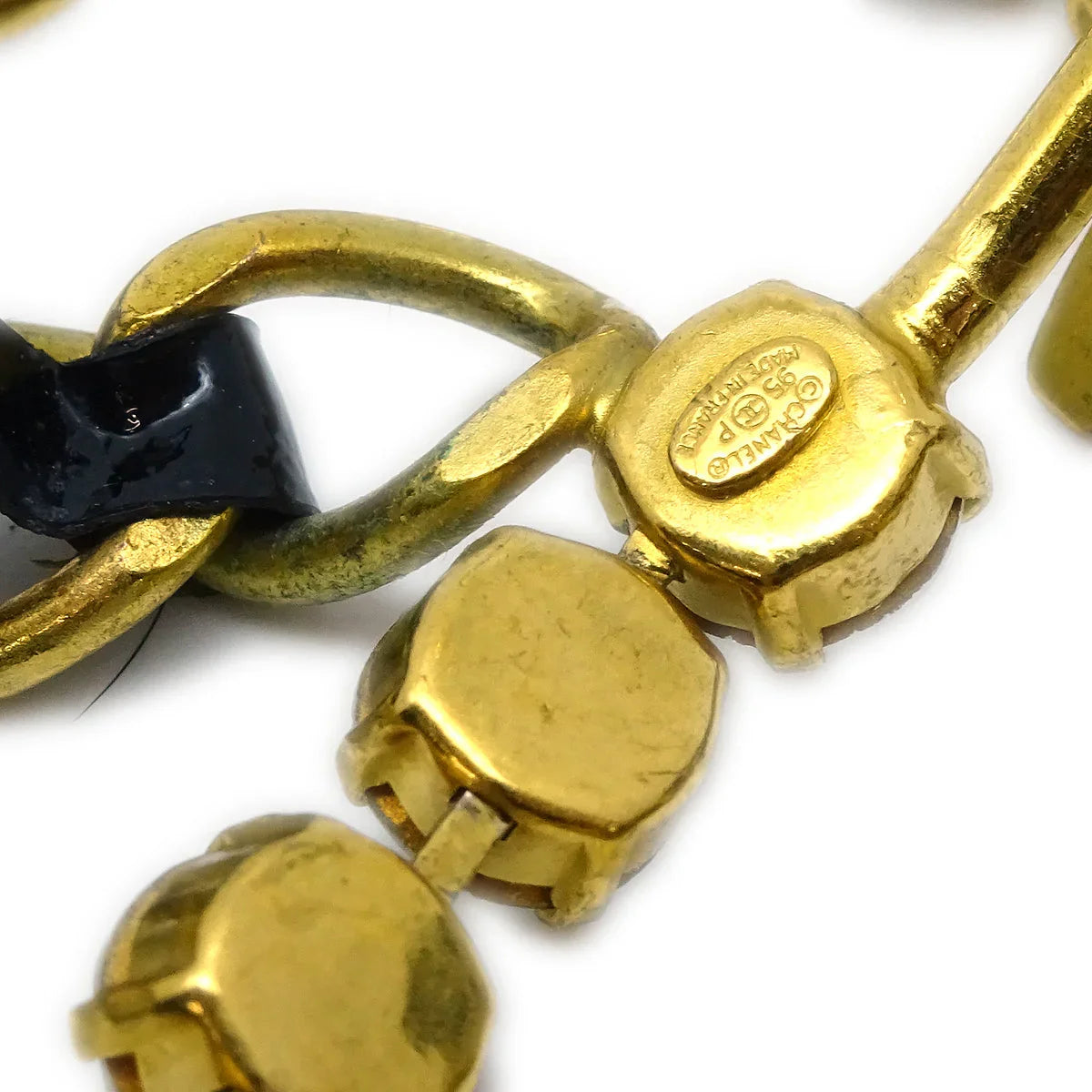 Chanel 1995 Spring Rhinestones CC Gold & Black Chain Belt