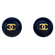 Chanel 1995 Black & Gold Rope Edge Earrings Clip-On
