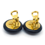 Chanel 1995 Black & Gold Rope Edge Earrings Clip-On