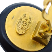 Chanel 1995 Black & Gold Rope Edge Earrings Clip-On