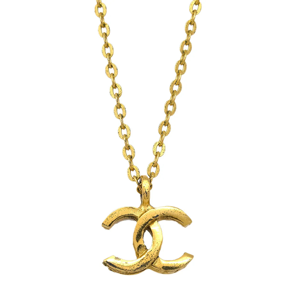 Chanel Mini CC Chain Pendant Necklace Gold 376