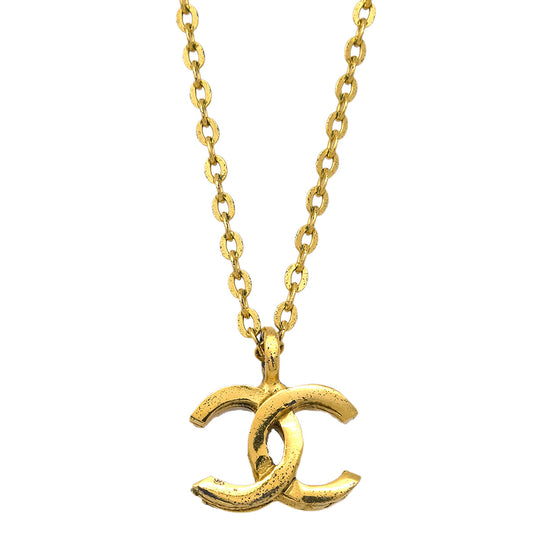 Chanel Mini CC Chain Pendant Necklace Gold 376