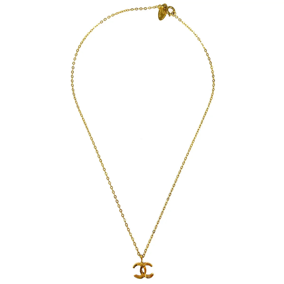 Chanel Mini CC Chain Pendant Necklace Gold 376
