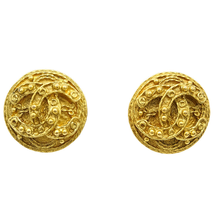 Chanel 1994 Gold 'CC' Filigree Earrings Small