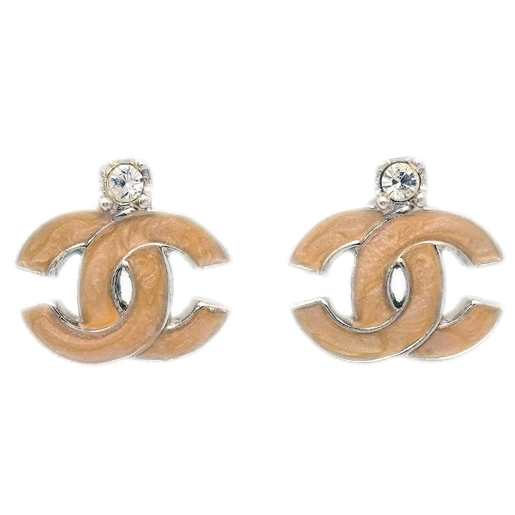 Chanel CC Small Rhinestone Piercing Earrings, Chanel