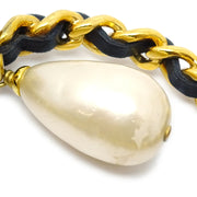 Chanel Artificial Pearl Dangle Earrings Clip-On 93P
