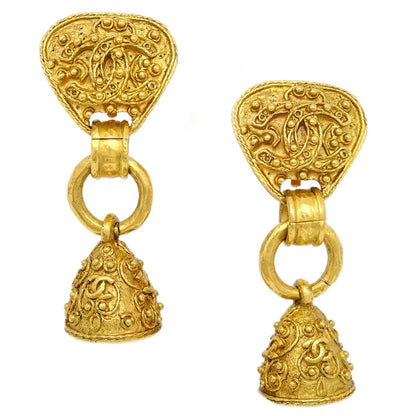 Chanel 1994 Filigree Bell Dangle Earrings Clip-On