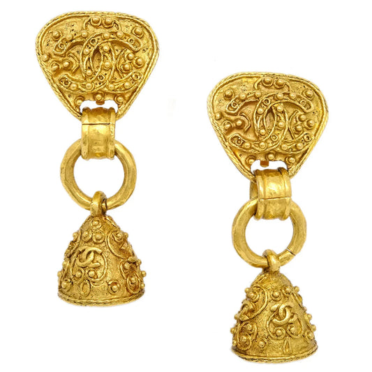 Chanel 1994 Filigree Bell Dangle Earrings Clip-On