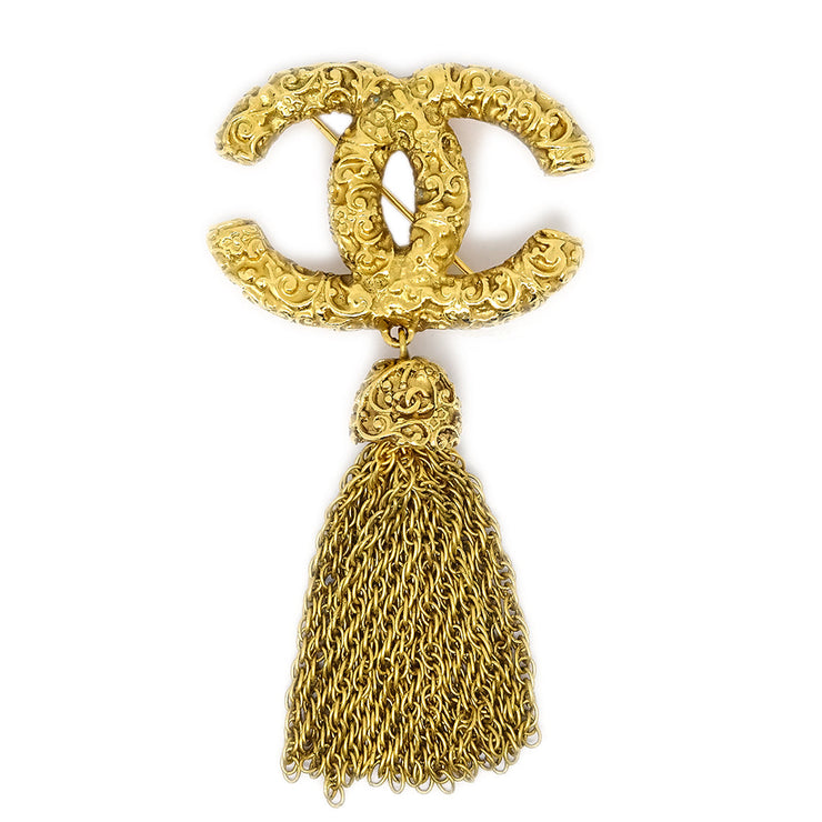 Chanel 1993 Florentine Filigree Tassel Brooch Small