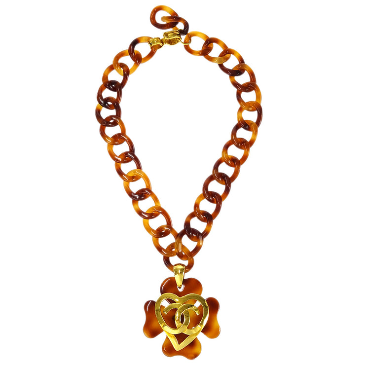 Chanel Clover Pendant Necklace Acrylic 95P