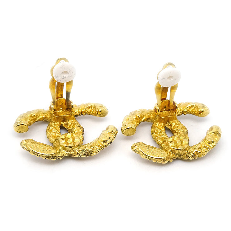 Chanel 1993 Florentine CC Earrings Large