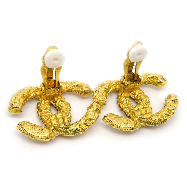 Chanel 1993 Florentine CC Earrings Large