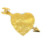 Chanel Bow And Arrow Heart Brooch Pin Gold 93P