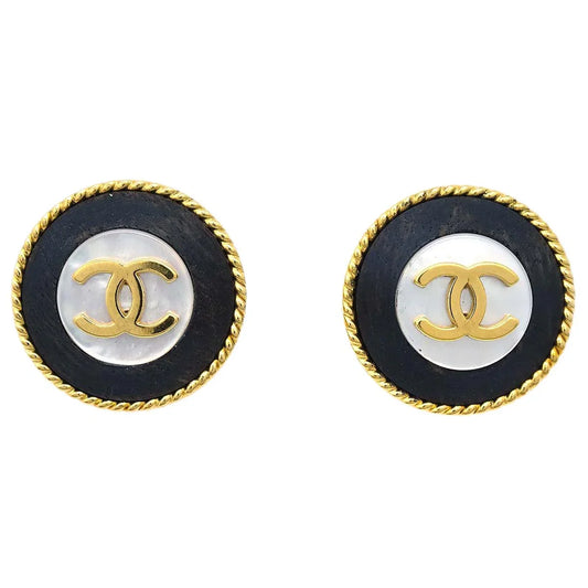 Chanel 1996 Mother of Pearl Rope Edge Earrings