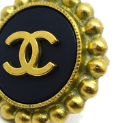 Chanel Button Earrings Clip-On Black 95P