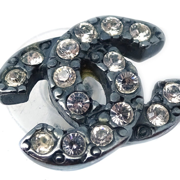 Chanel Piercing Earrings Black Rhinestone 04A