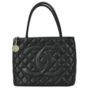 Chanel 2000-2001 Black Caviar Medallion Tote SHW