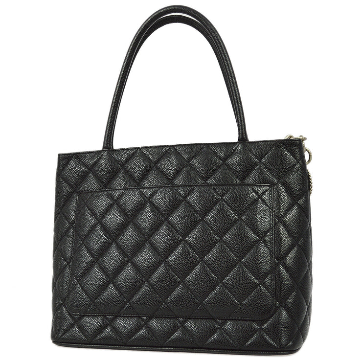 Chanel 2000-2001 Black Caviar Medallion Tote SHW