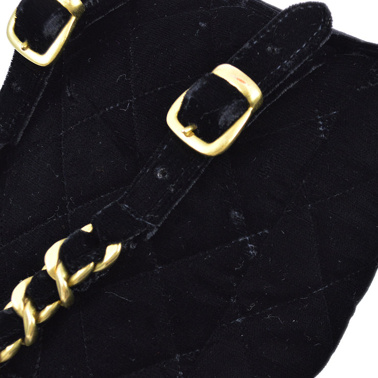 Chanel 1994-1996 Black Velvet Duma Backpack Small