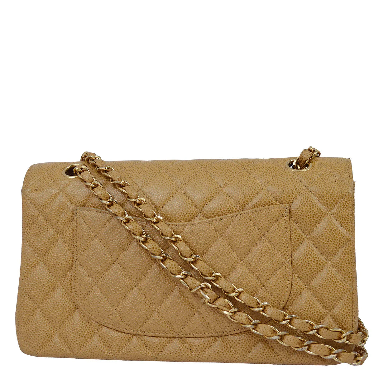 Chanel 2001-2003 Beige Caviar Medium Classic Double Flap Bag