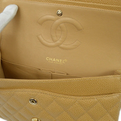 Chanel 2001-2003 Beige Caviar Medium Classic Double Flap Bag