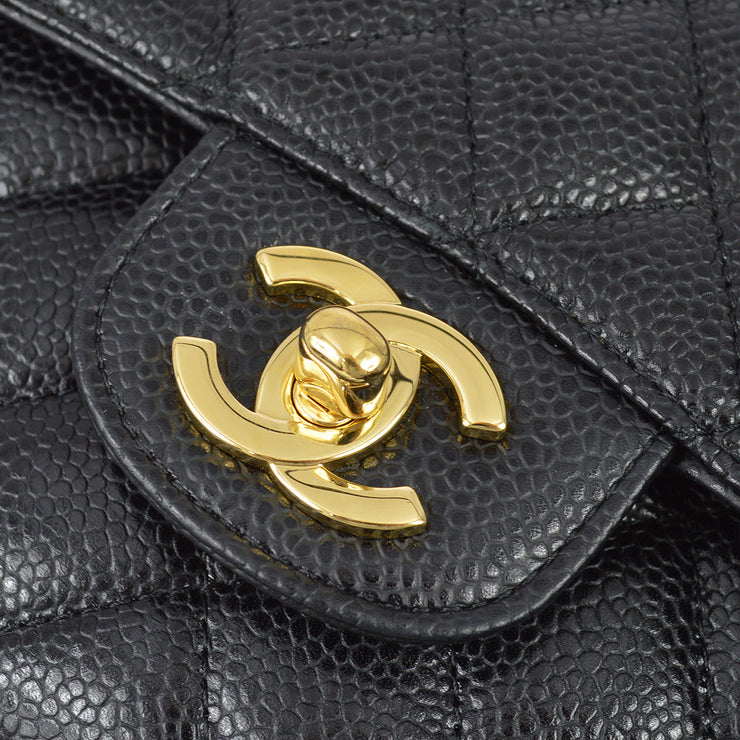 Chanel Purple Quilted Caviar Small Classic Double Flap Pale Gold Hardware (Like New), Womens Handbag