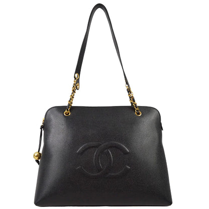 Chanel 1994-1996 Black Caviar Timeless Zipper Top Tote 41