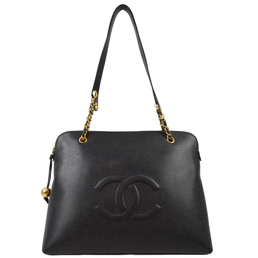 Chanel 1994-1996 Black Caviar Timeless Zipper Top Tote 41