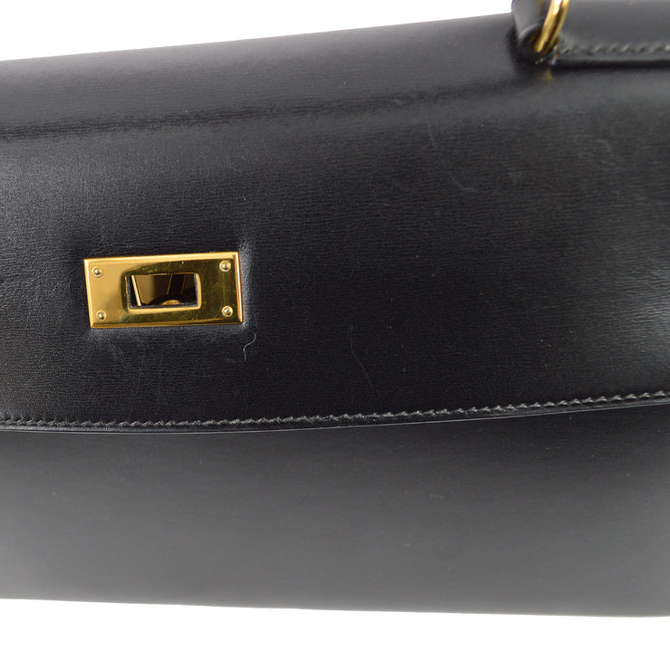 Hermes 1996 Black Box Calf Kelly 32 Sellier