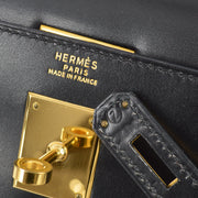 Hermes 1996 Black Box Calf Kelly 32 Sellier