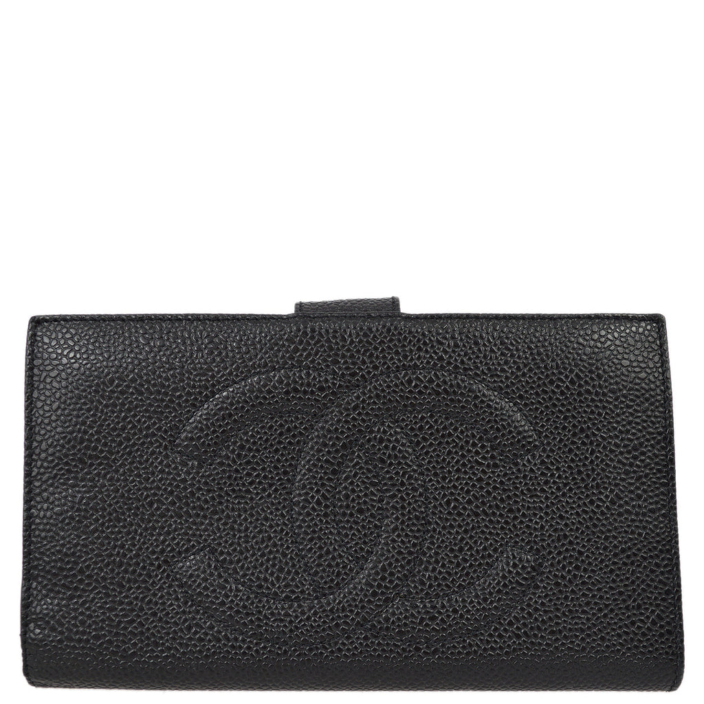 Chanel 1994-1996 Black Caviar Timeless Long Wallet