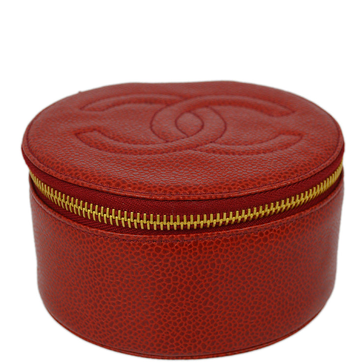 Chanel Red Caviar Jewelry Case Pouch