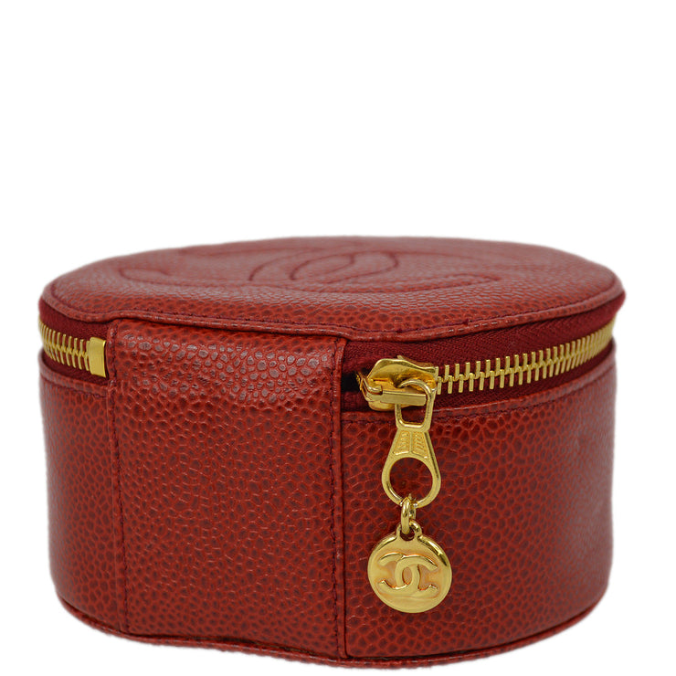Chanel Red Caviar Jewelry Case Pouch