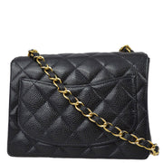 Chanel 2003-2004 Black Caviar Mini Classic Square Flap Shoulder Bag 17