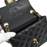 Chanel 2003-2004 Black Caviar Mini Classic Square Flap Shoulder Bag 17