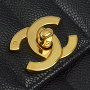 Chanel 1994-1996 Black Caviar Medium Vertical Stitch Straight Flap Bag