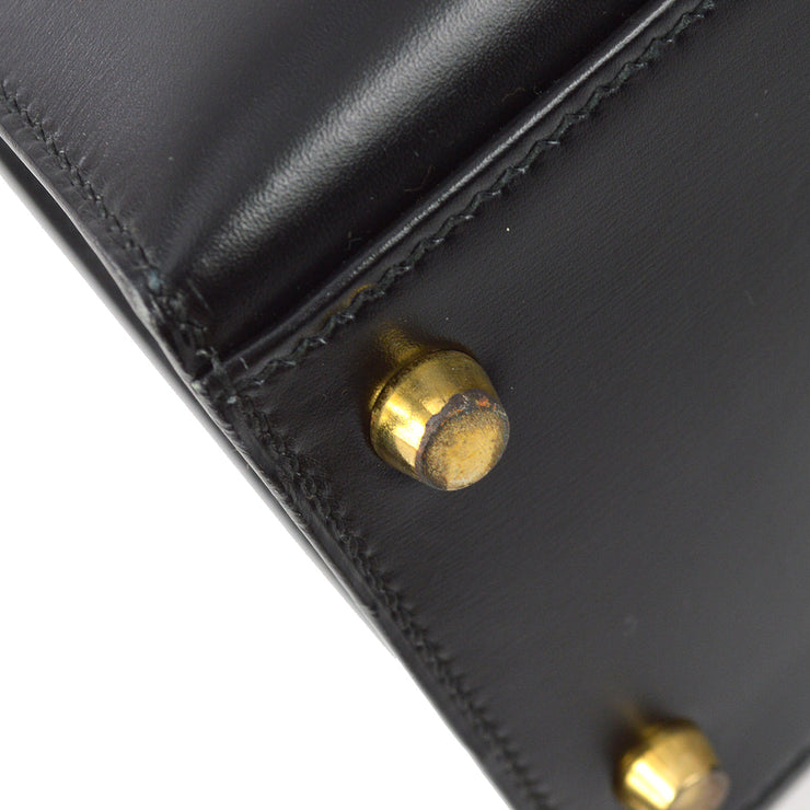 Hermes 1995 Black Box Calf Kelly 32 Sellier
