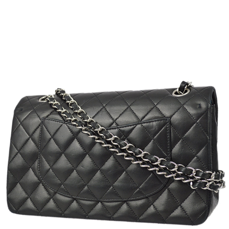 Chanel 2006-2008 Black Lambskin Medium Classic Double Flap Shoulder Bag