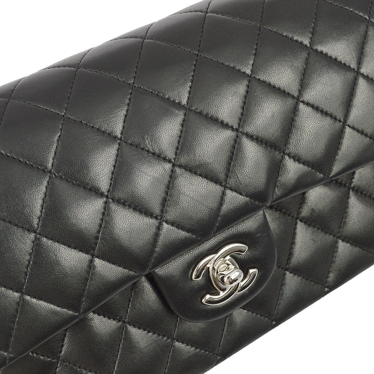 Chanel 2006-2008 Black Lambskin Medium Classic Double Flap Shoulder Bag