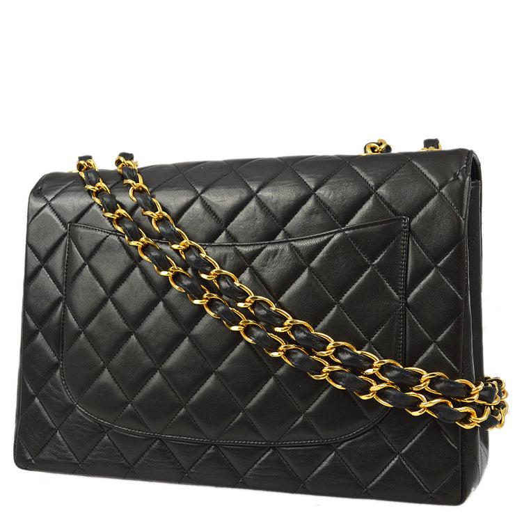 Chanel Black Lambskin Medium Classic Double Flap Shoulder Bag