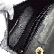 Chanel 1994-1996 Black Lambskin Classic Flap Jumbo Shoulder Bag