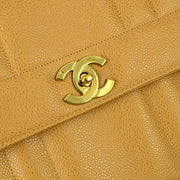 Chanel 1994-1996 Beige Caviar Vertical Stitch Straight Flap Handbag